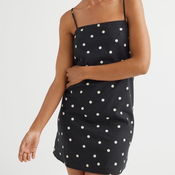 H&M - Elegant Black & White Polka Dot  Thin Strap Dress, Women’s Size XS - Picture 3 of 6